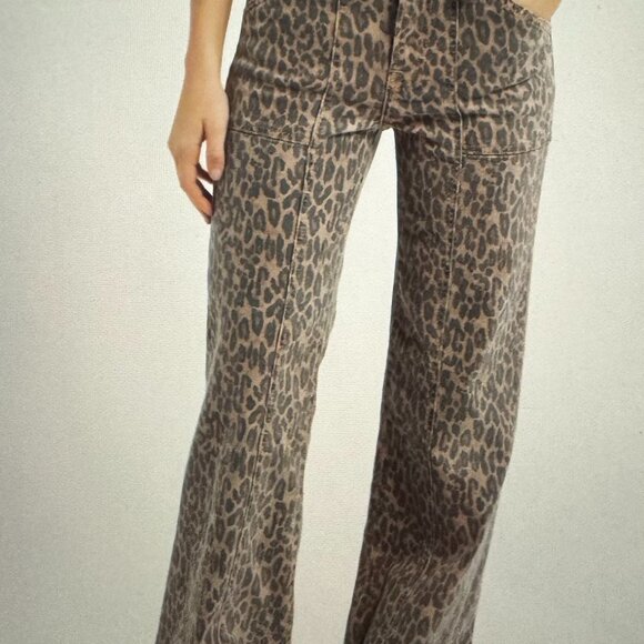 Leopard Print Flare Pants - Picture 1 of 6